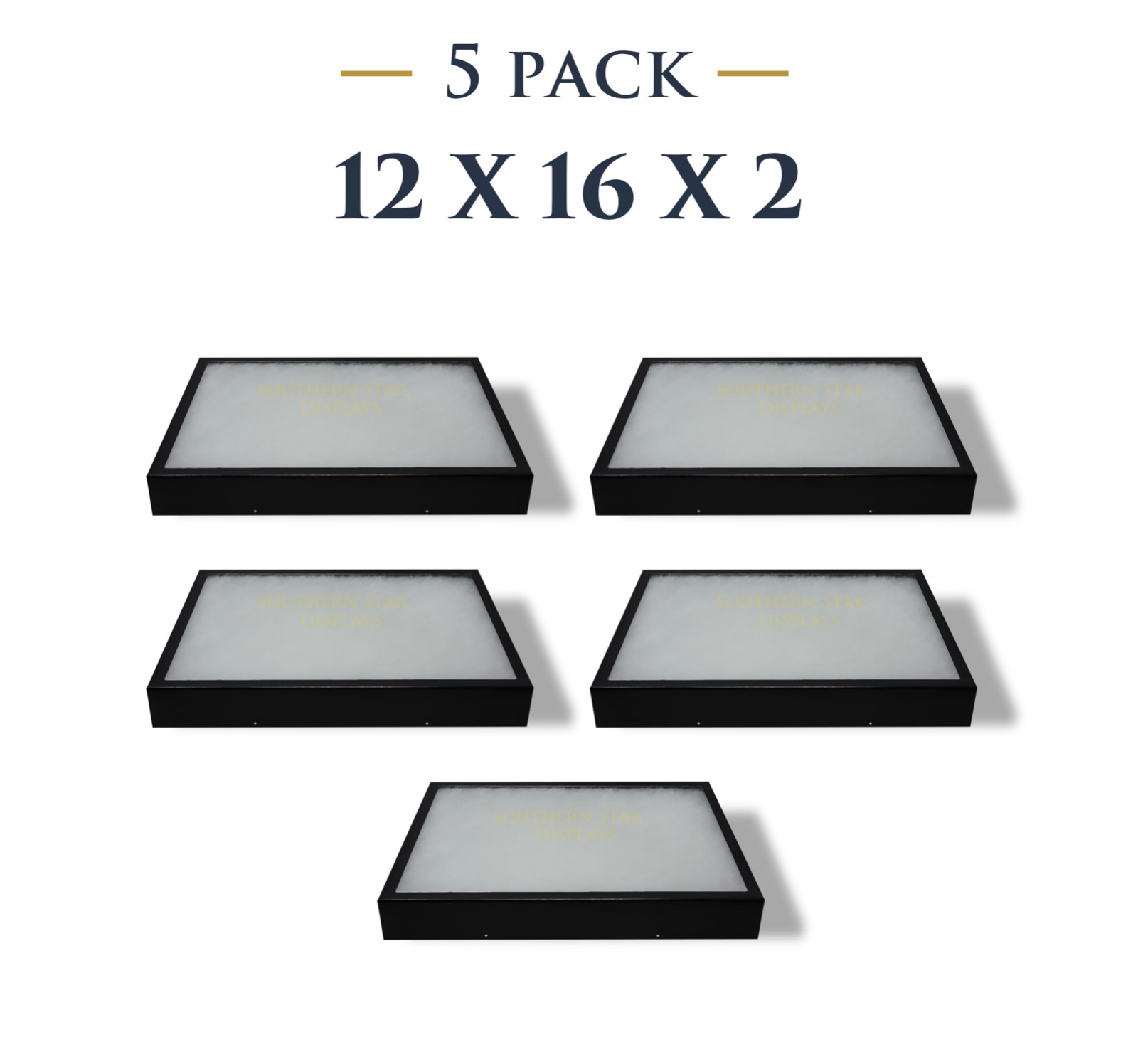 5 Pack of 12 x 16 x 2 Riker Display Cases Boxes for Collectibles Arrowheads