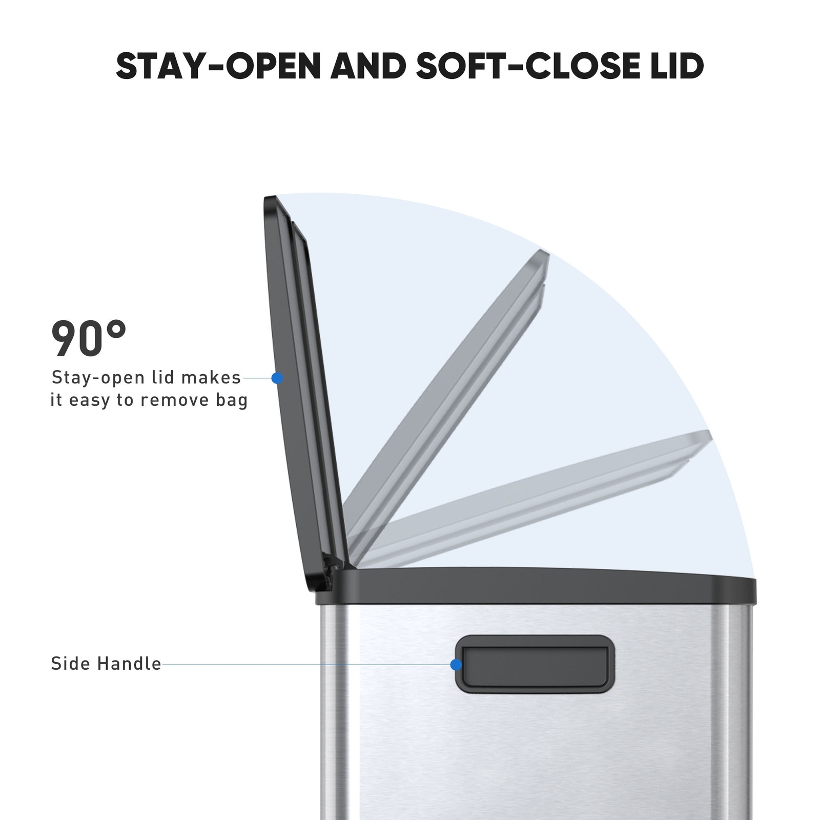 60 Liter Lid Trash Can Large Stainless Waste Bin Compartment Plastic 2x8 Gallon