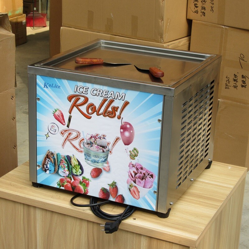 Kolice Desktop fry yogurt roll ice cream machine single square pan 18''x18''