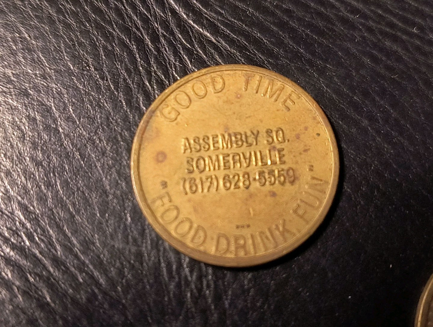 (5) Somerville, Massachusetts MA Good Time Food Drink Fun Baseball Batter Token