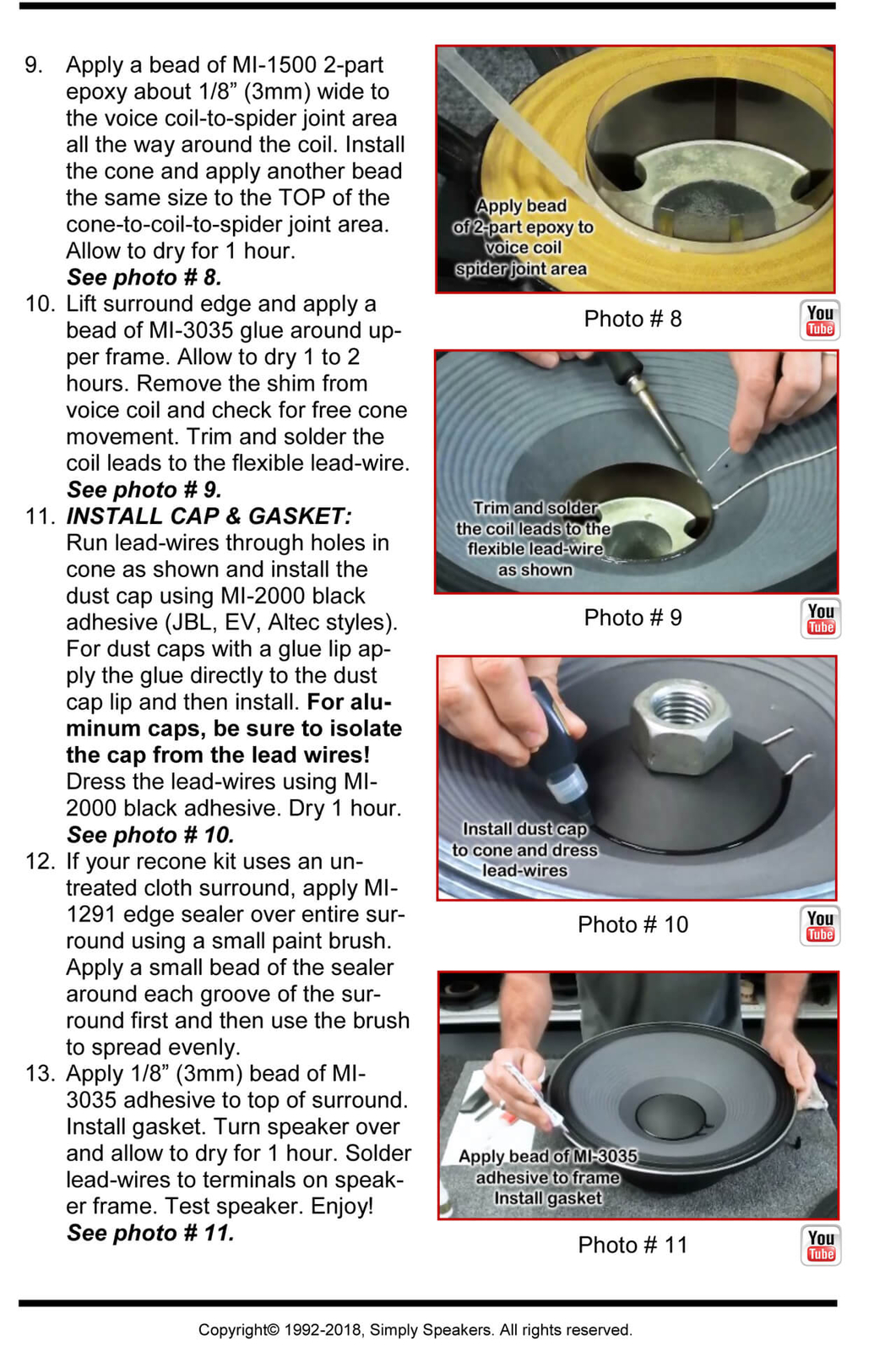 Recone Kit for Cerwin Vega 153EH 15" Woofer 8 Ohms Premium SS Audio Parts