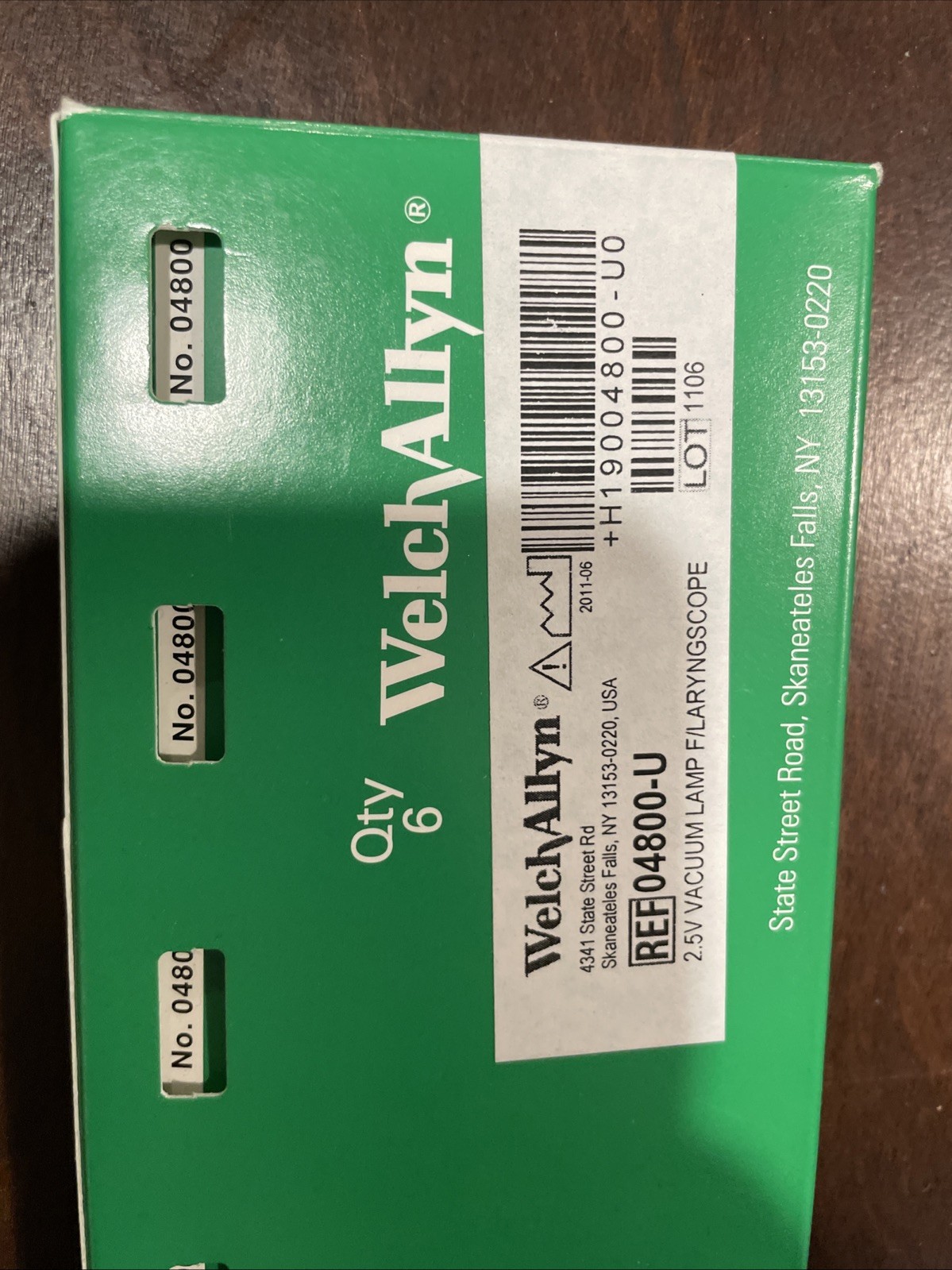 Welch Allyn 2.5V Halogen Vacuum Lamp for Laryngoscope, #04800-U6