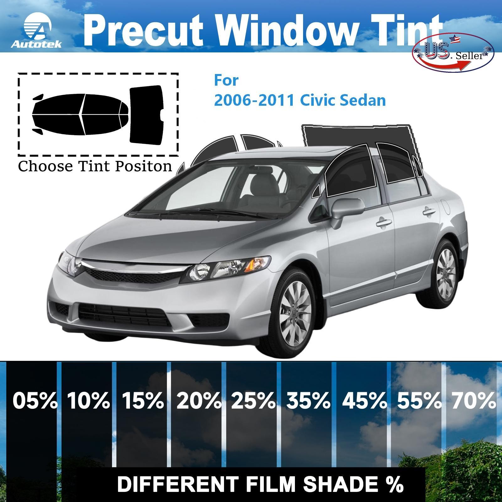 Computerized Custom PreCut 2Ply Window Tint Film Kit For 06-11 Honda Civic Sedan
