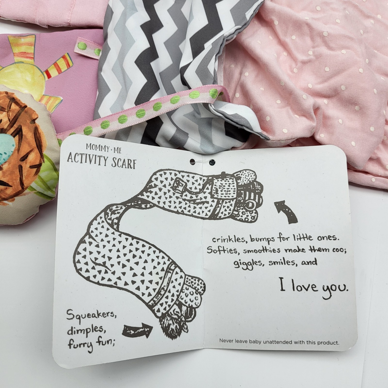 Demdaco Activity Mommy & Me Scarf Soft Pink Baby Toys Bonding Time Toddler