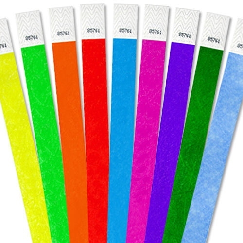 100ct, 500ct or 1000ct - 3/4" Tyvek Bracelets - Choose Your Color and Quantity