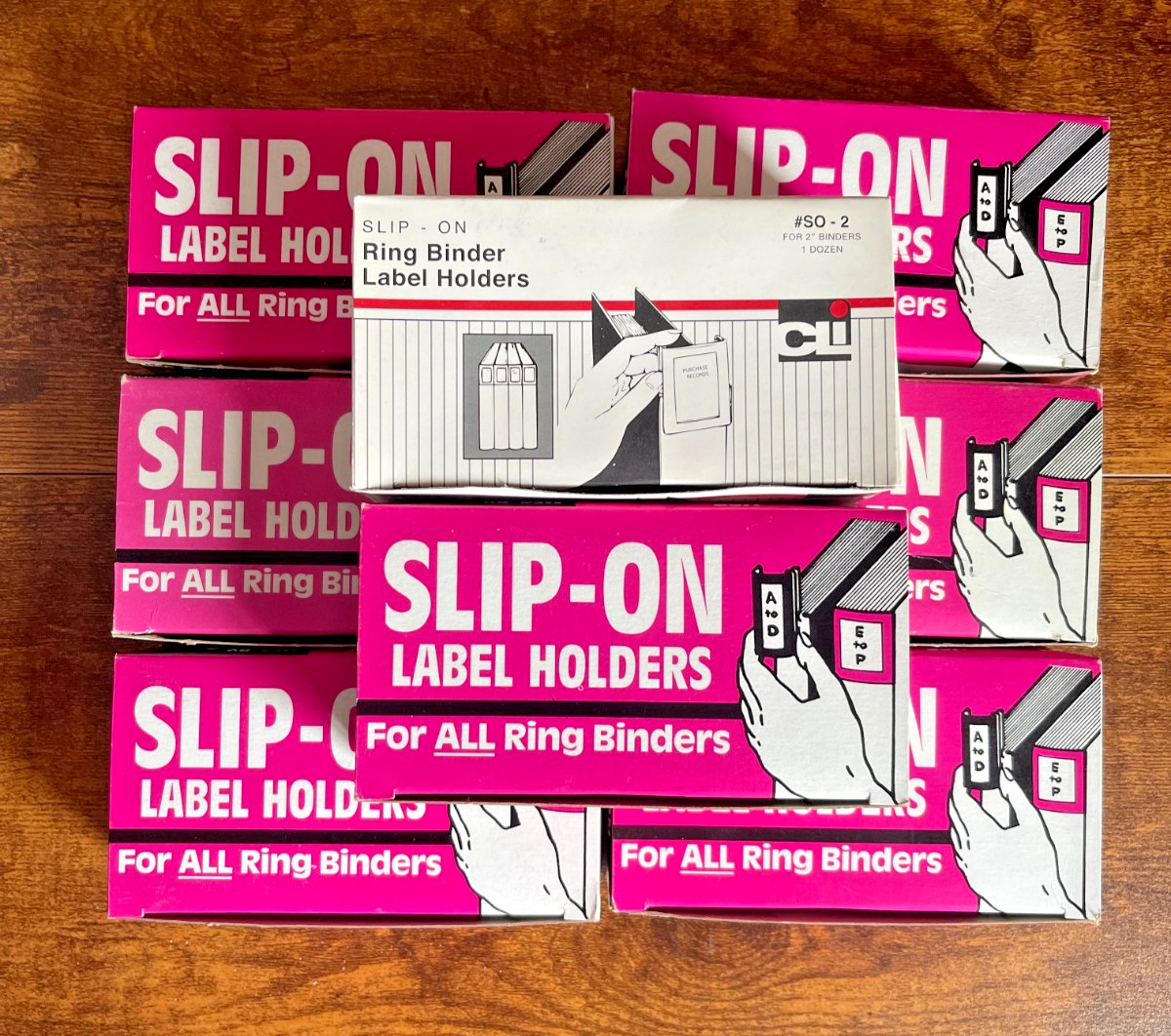 Vintage Slip-On Ring Binder Label Holders CLI Office Products Lot of 7 Boxes