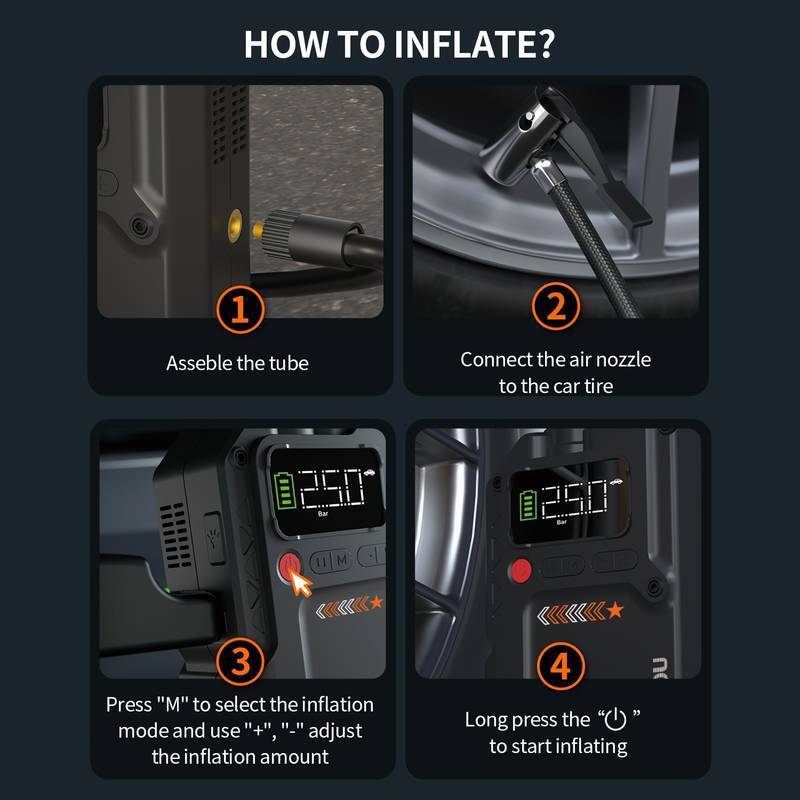 Featou 8000A Car Jump Starter With Air Compressor Pack Booster 12V Power Bank