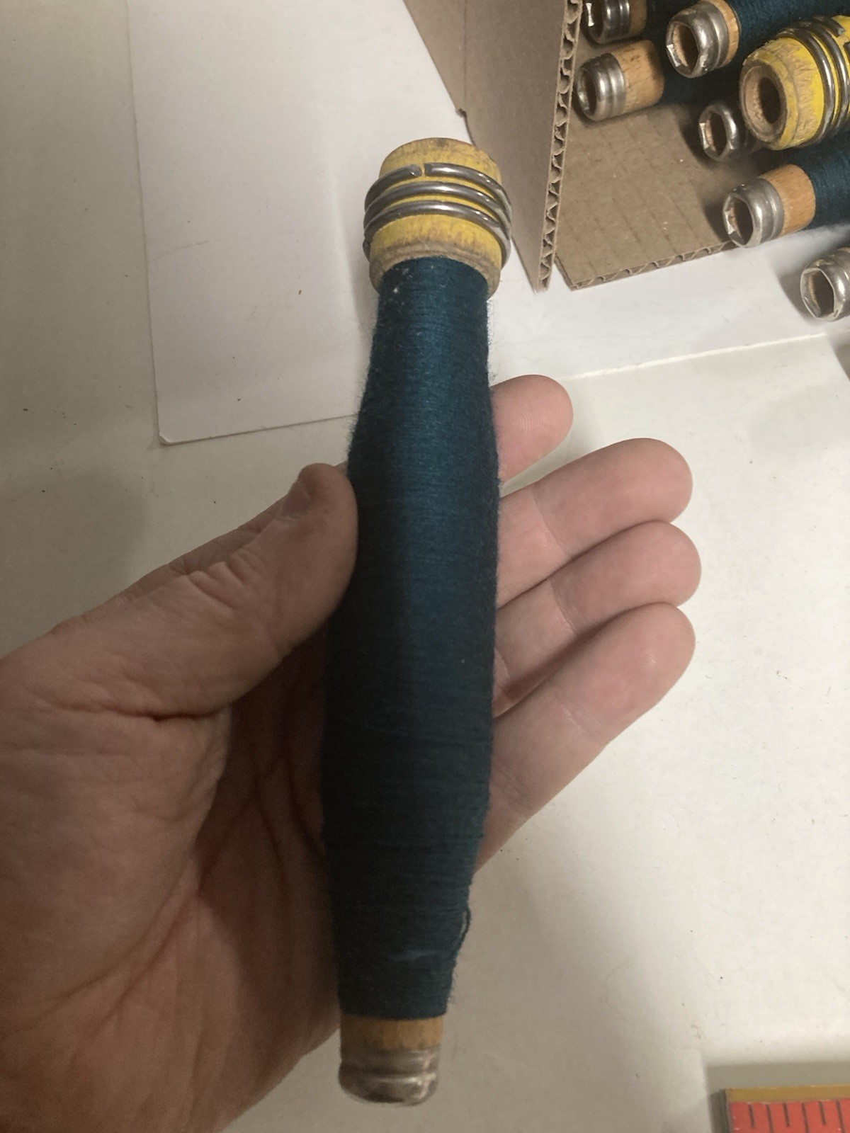 Wrapped Quills, ---ALL GREEN--, Bobbins, Spools, Threaded, Textile, lot of 30