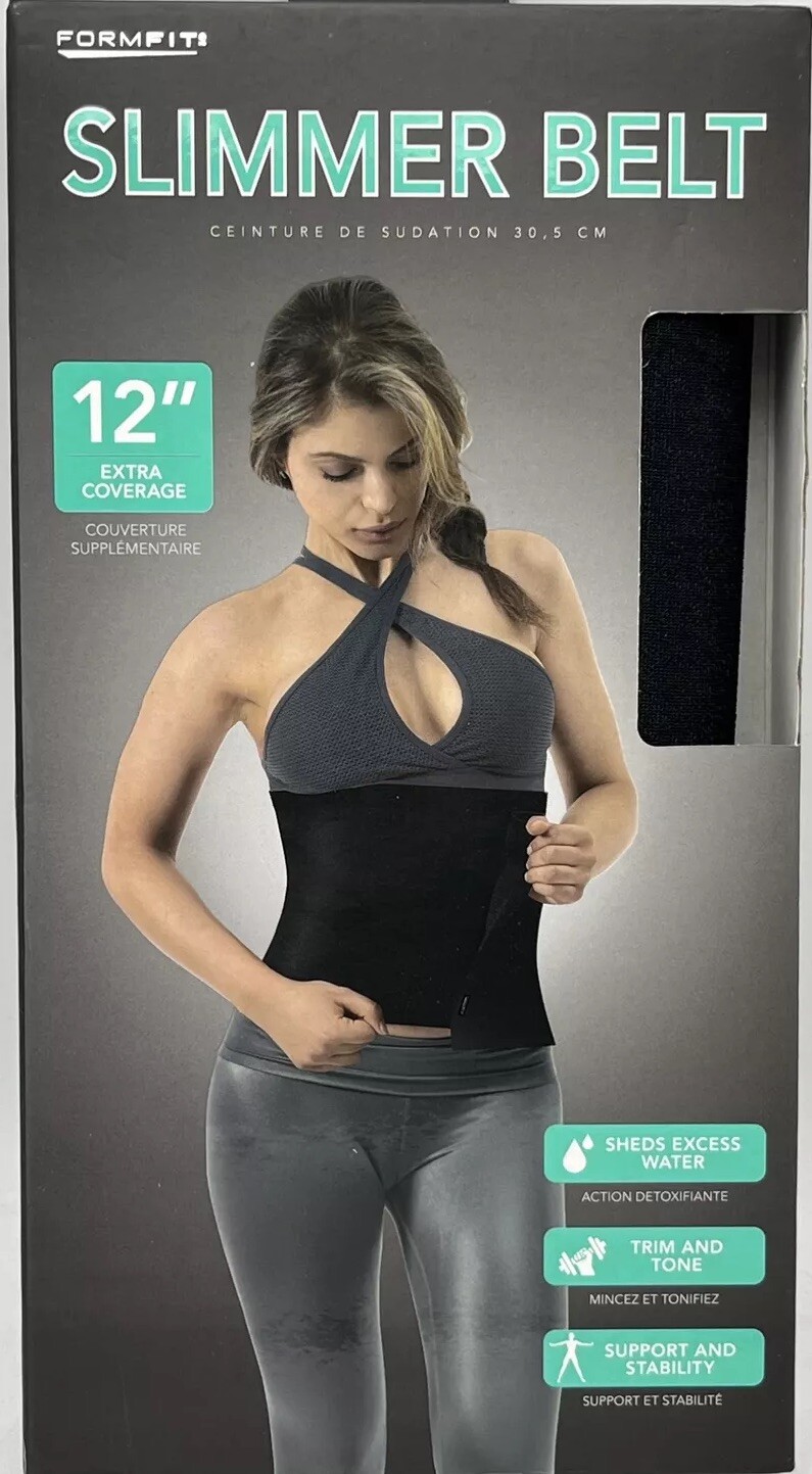 2 PACK FORMFIT 12" Slimmer Band Waist Trainer Tummy Shaper SMSB-1007-BK BLACK 40