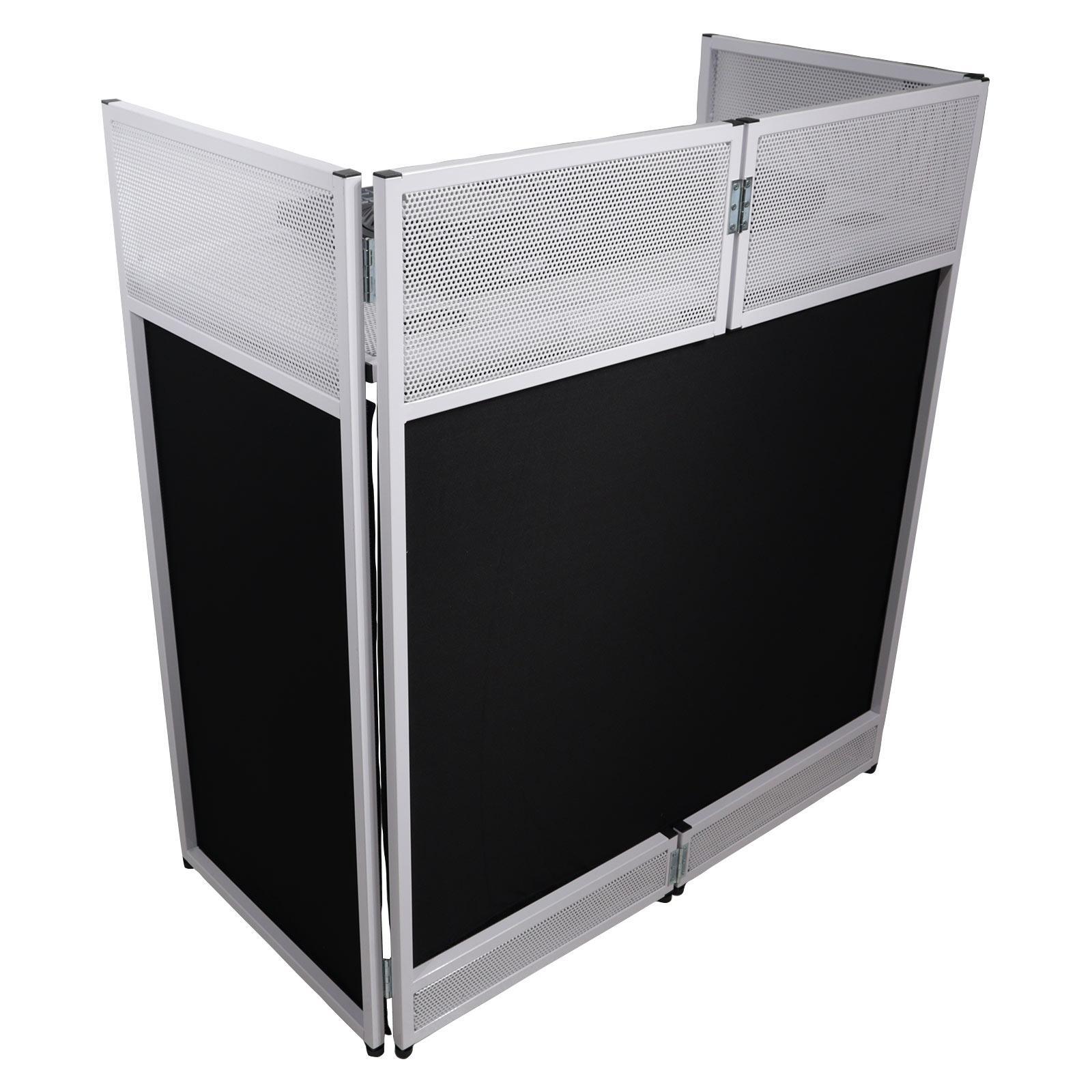 ProX XF-VISTA WH White Portable DJ Booth Facade Table Station w Scrim & Bag