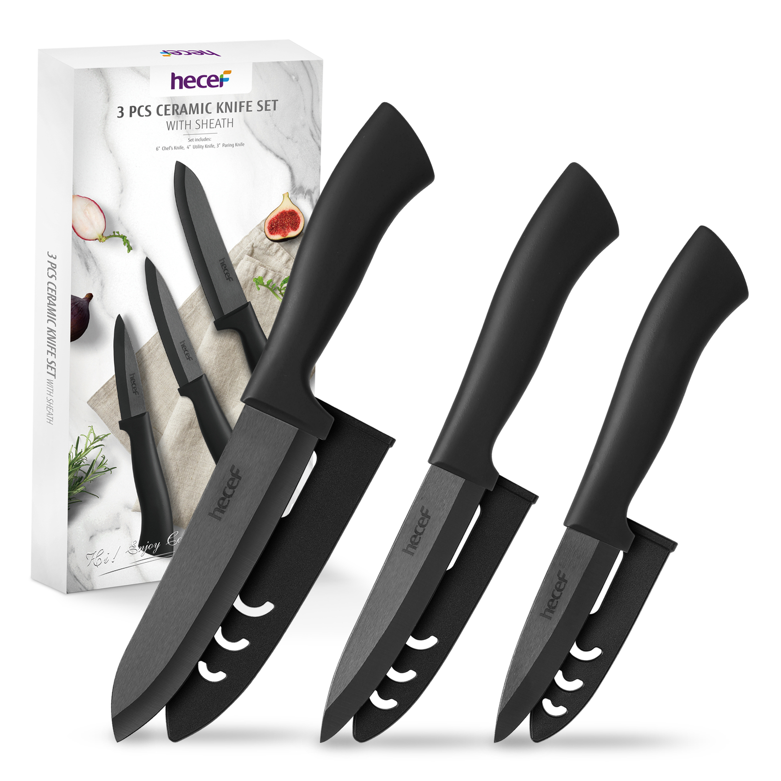 3PCS Ceramic Knife Set Sharp NonStick Blade Chef Knife,Utility KnifeParing Knife