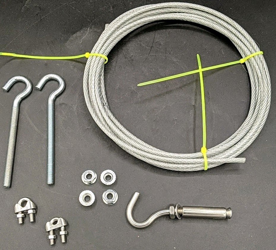 9' Shade Sail Pole White Metal With Cable & Hardware