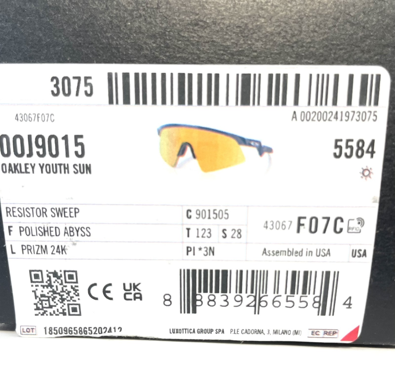 Oakley Youth Fit Sunglasses OJ9015-0528 Resistor Sweep Blue Gold Mirror Kid Size