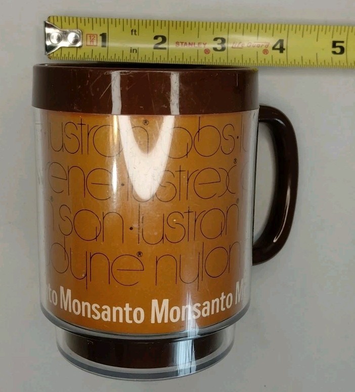 Vintage MONSANTO Thermo Serv Coffee Cups Mugs Conspiracy Fun RARE Tinfoil Hat