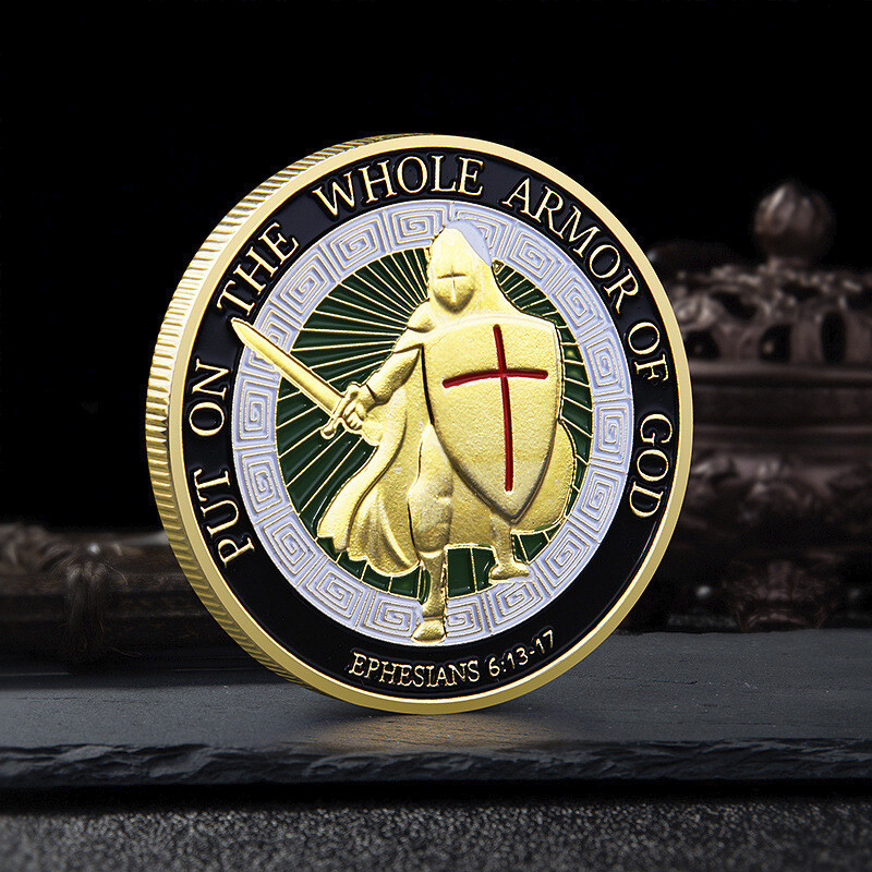 24PCS Put on the Whole Armor of God Commemorative Gold Challenge Coins Gift
