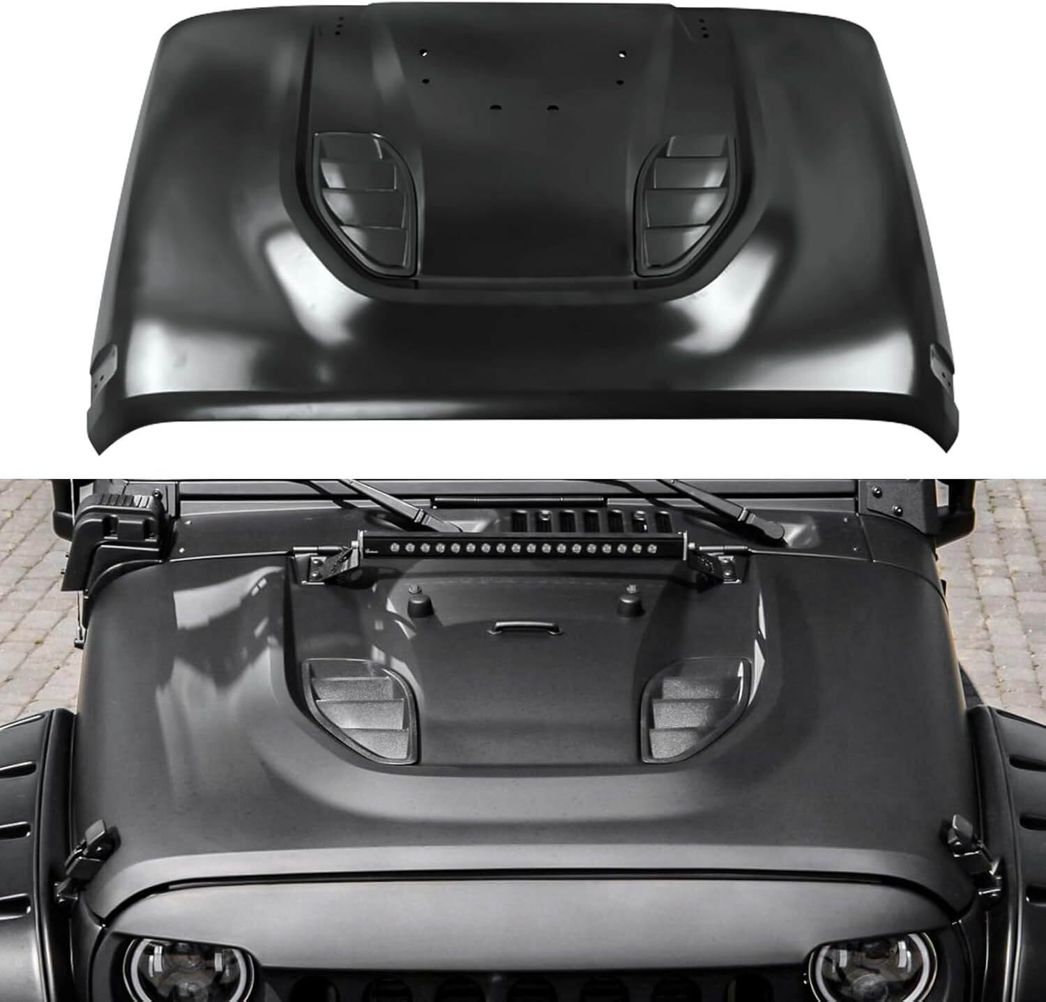 For Jeep Wrangler 2007-2018 JK JKU Black Steel Engine Hood Bonnet Panel Cover