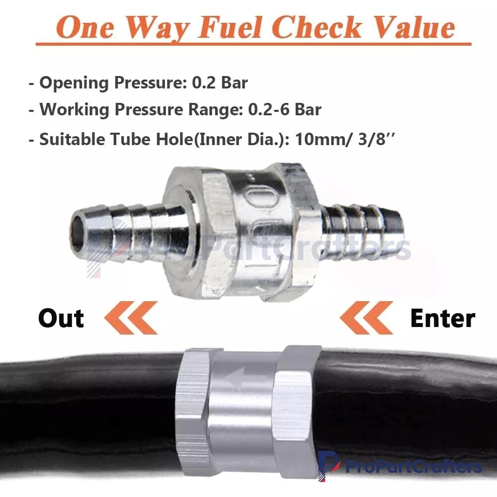 2 Pack 3/8" 10mm Fuel Line Inline Check Valve Fuel Diesel Gas One Way Non Return