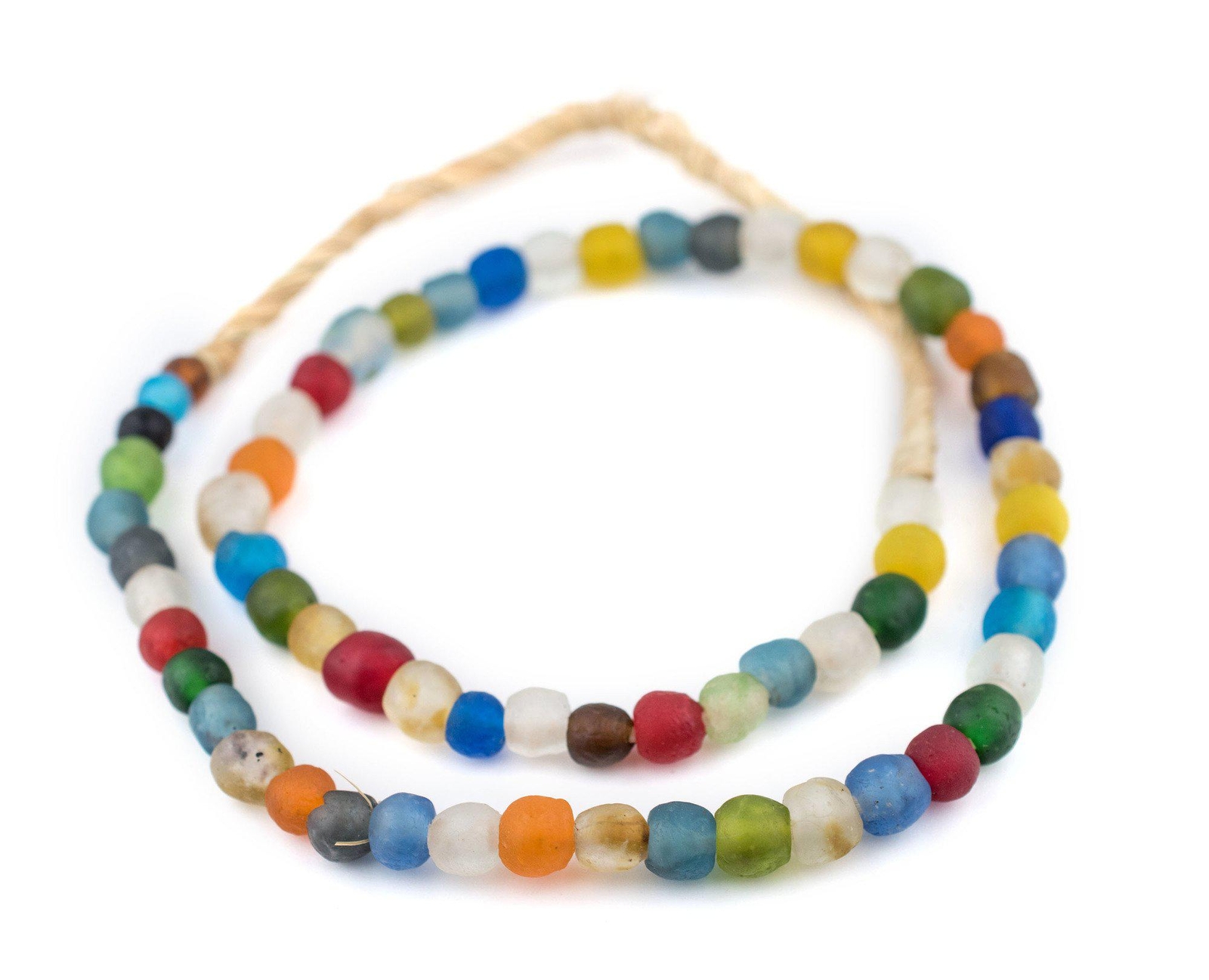 Multicolor Recycled Glass Beads 9mm Ghana African Sea Glass Round Large Hole
