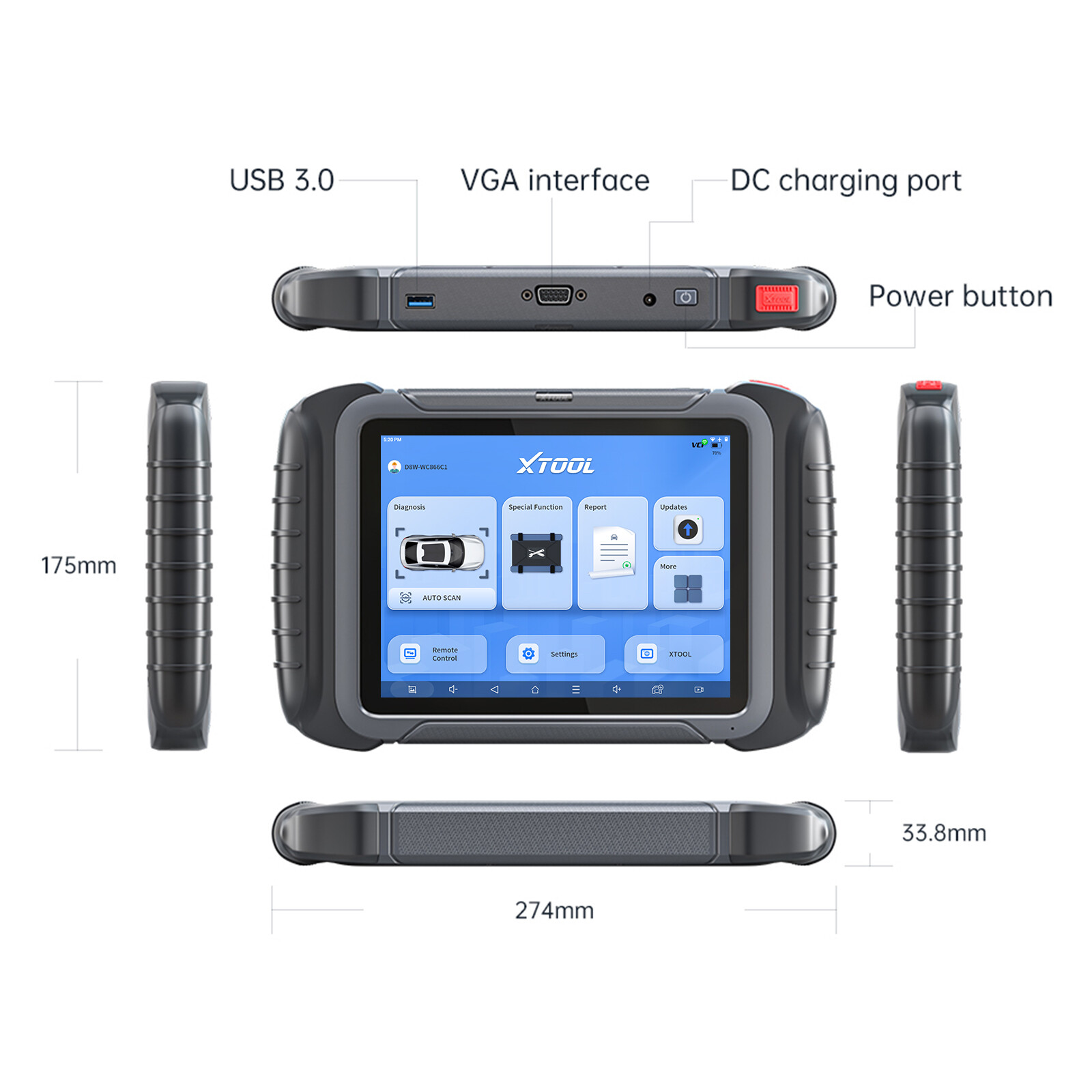 USED XTOOL D8W Auto Full Diagnostic Tool Bi-Directional WIFI Scanner Topology