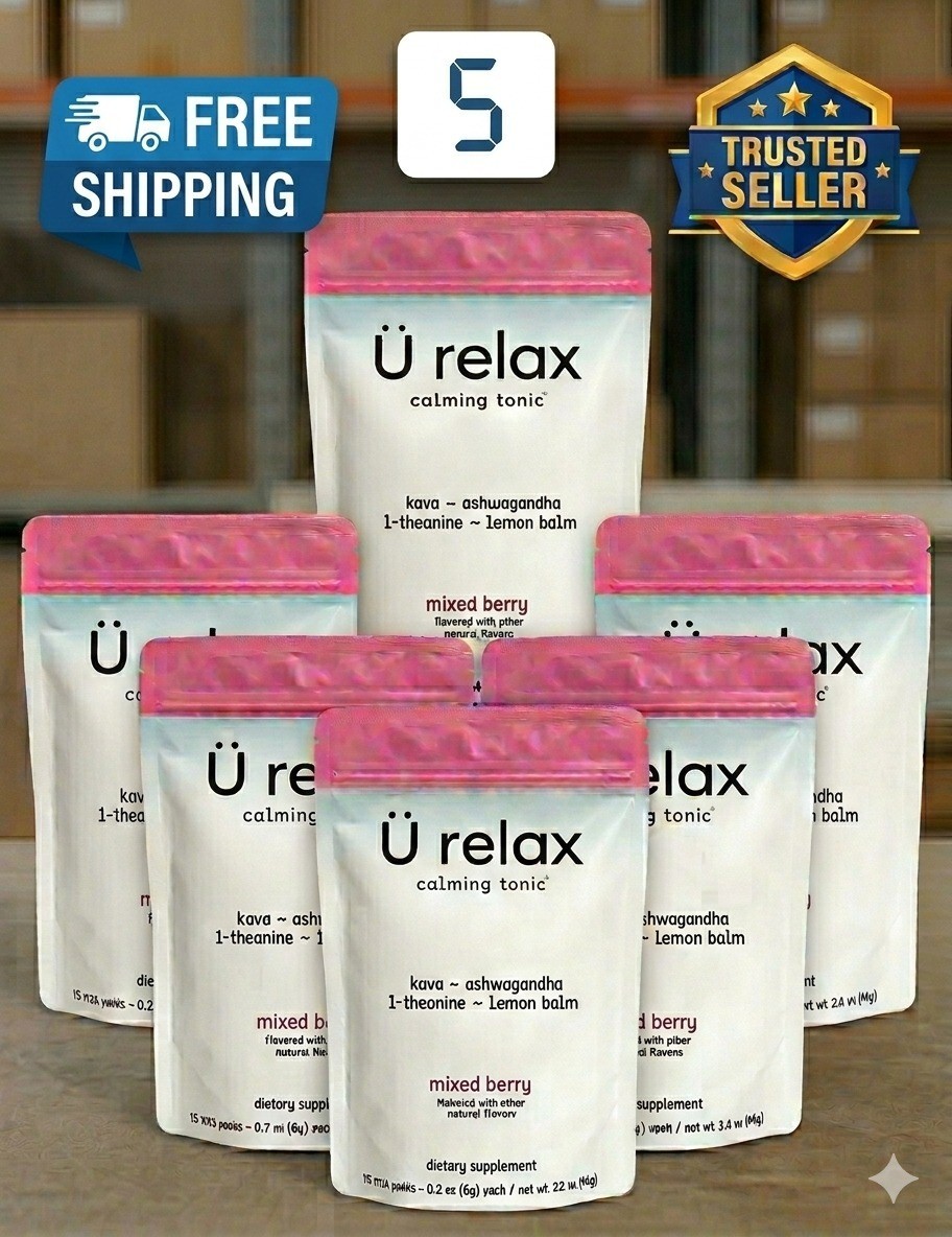 5x U Relax Calming Tonic 15 Packets MIXED BERRY Flavor Relax Calming Drink