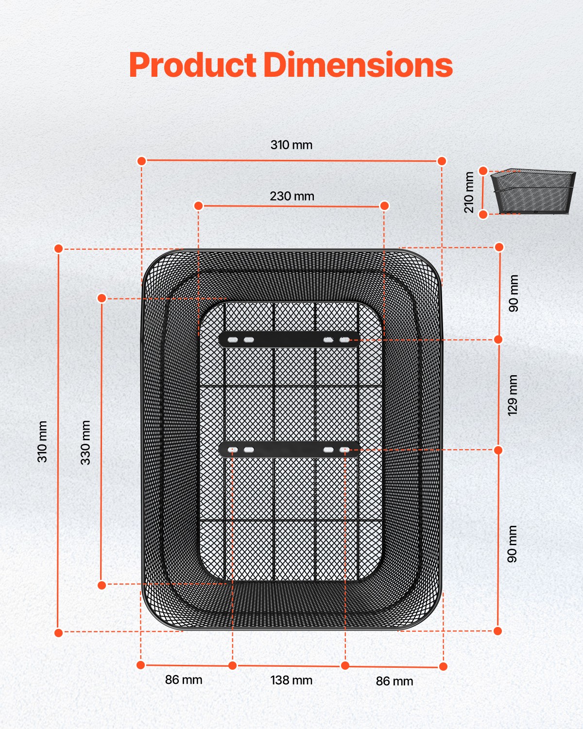 VEVOR Rear Bike Basket Wire Mesh Bicycle Basket with Cargo Net Waterproof Cover