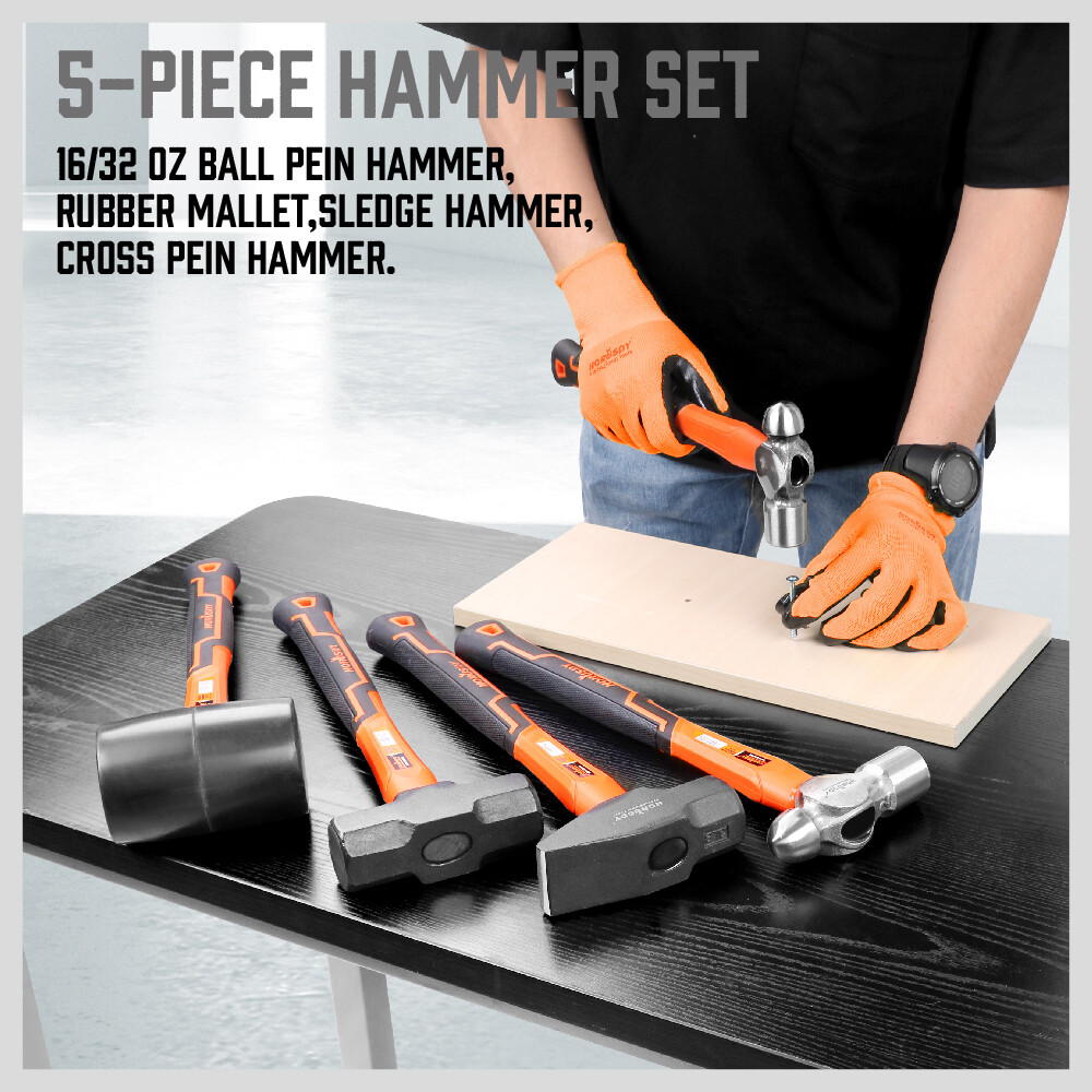 5 Piece Hammer Set Professional Blacksmith Propane Forge Tool Shop Garage Kit