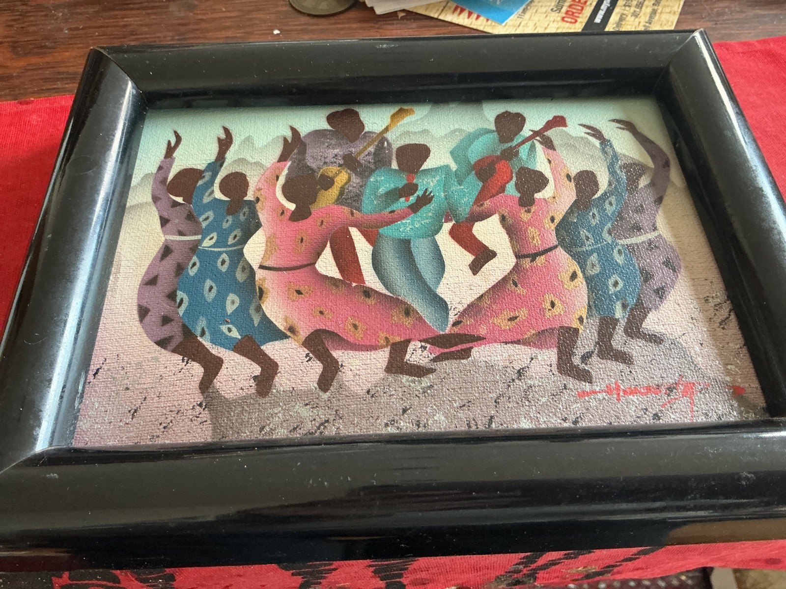 Signed Black Folk Dancers Painting