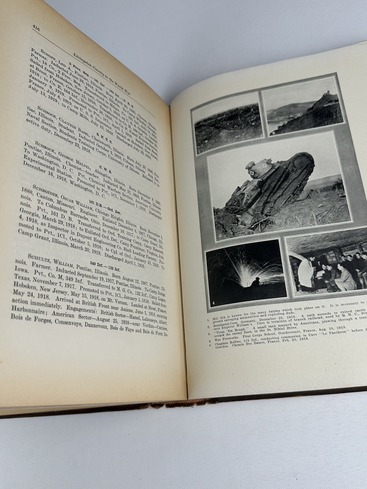 Livingston County Illinois Pontiac Fairbury Streator Cornell IL WWI History Book