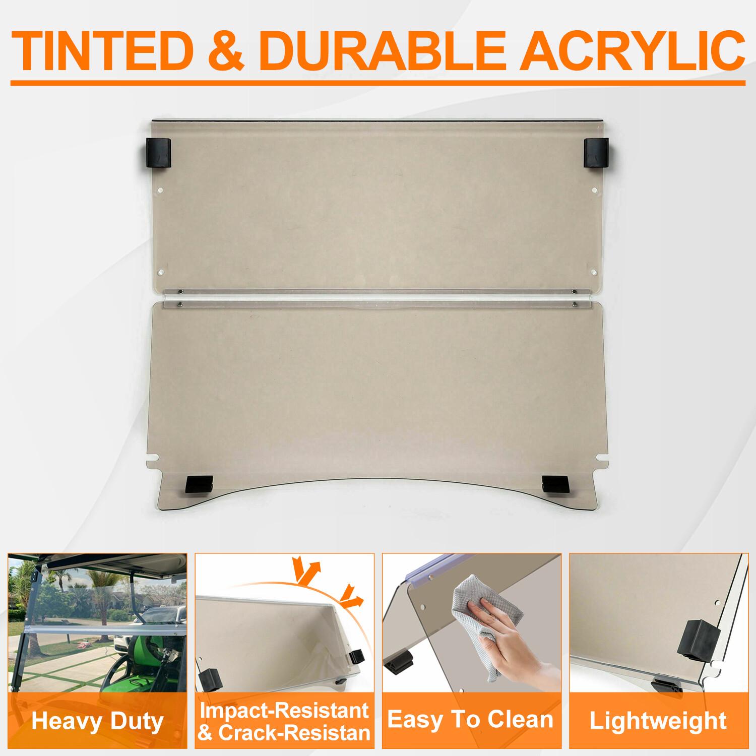 For Club Car Precedent 2004-Up Golf Cart Folding Tinted Windshield Windscreen