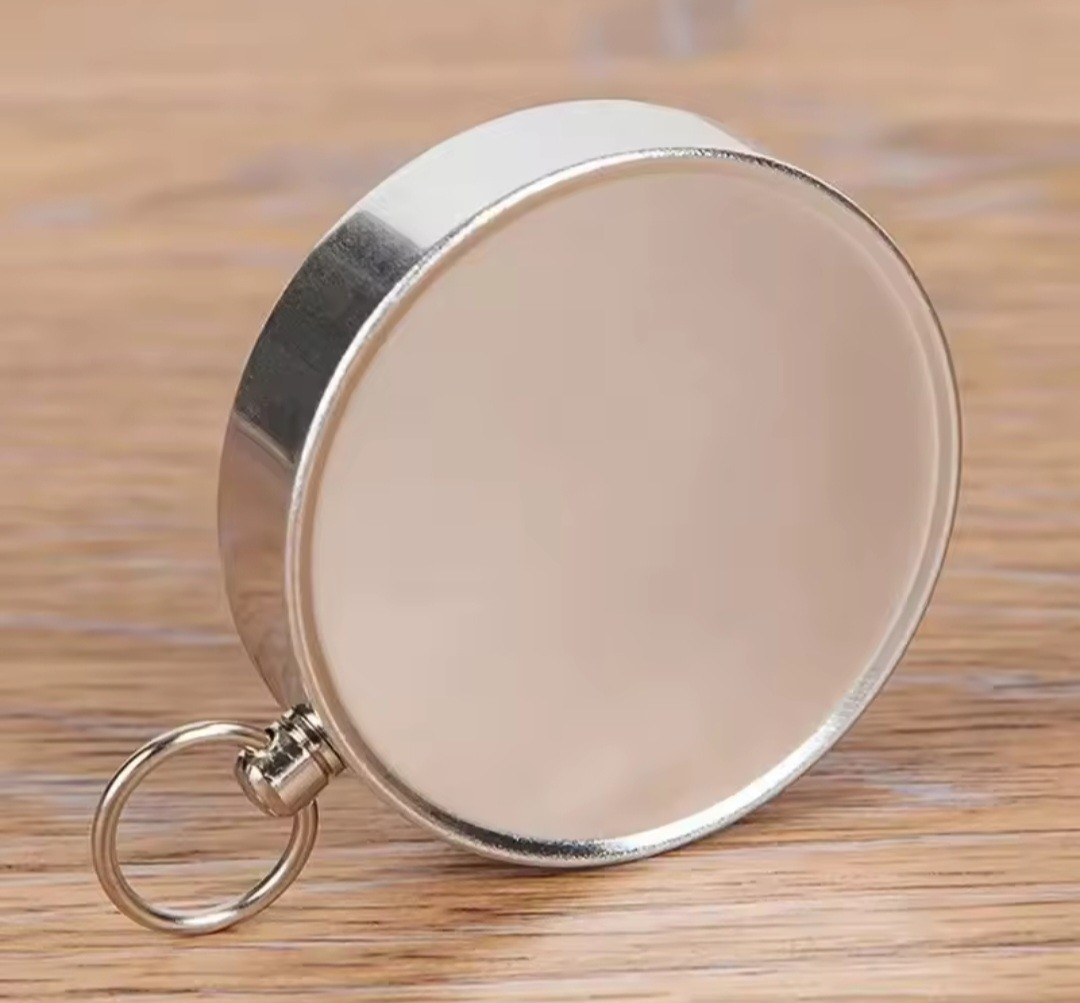 Pocket Compass Outdoors Navigation Compass with Key Ring Aluminum Black