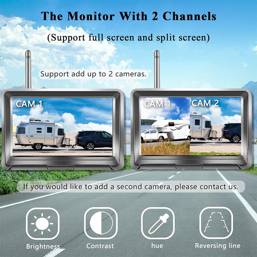 5" Monitor 1080P Solar Magnetic Wireless RV Backup Camera for Car Trailer Truck