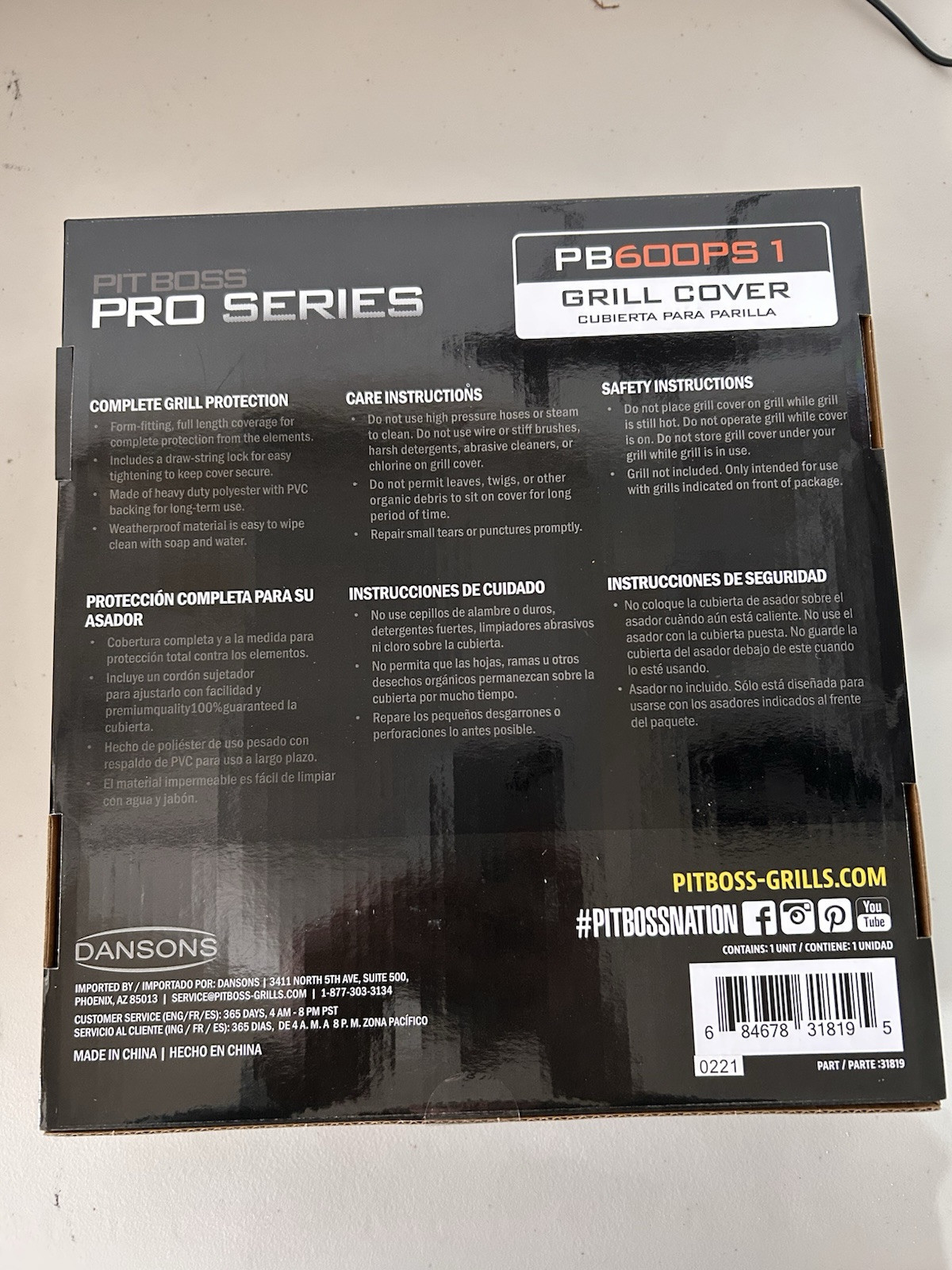 Pit Boss Pro Series Wood Pellet Grill Cover PB600PS1 31819 Cubierta Para Parilla