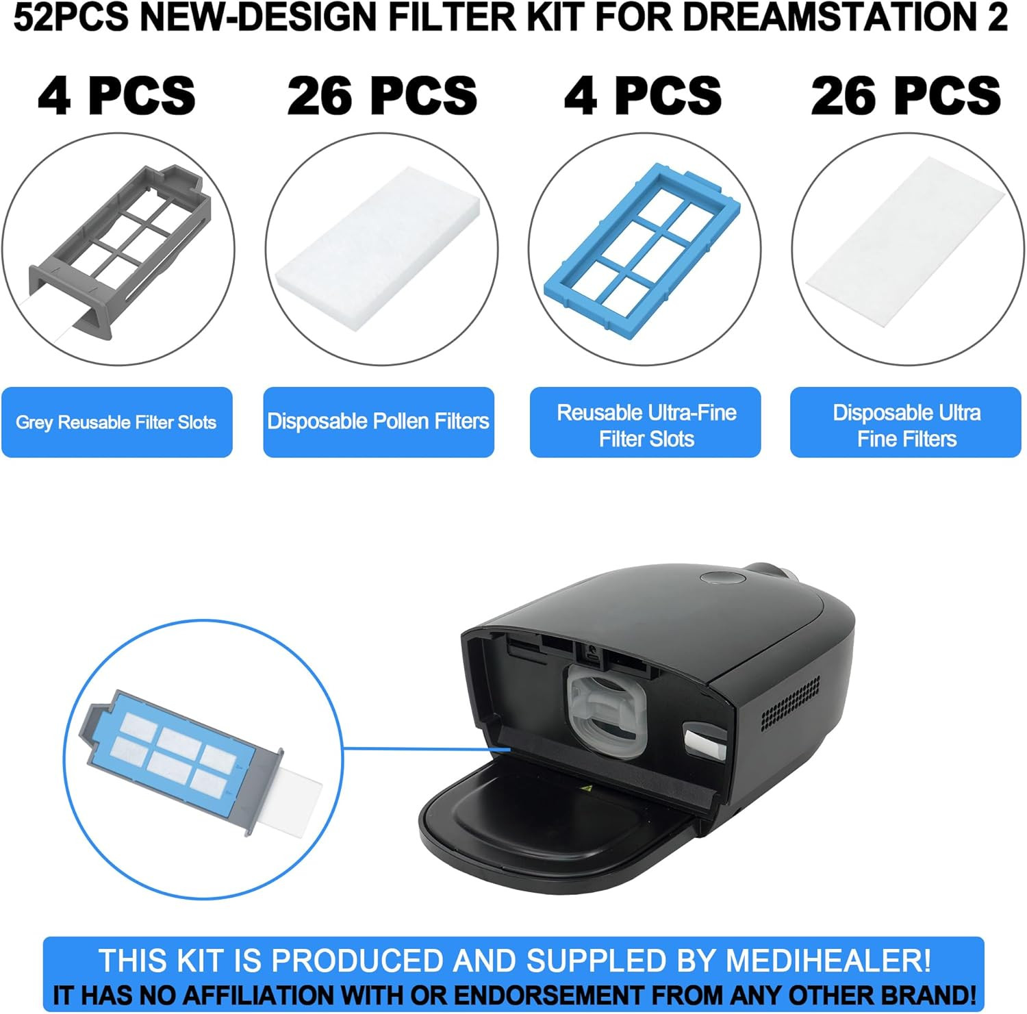 52PCS CPAP Filters for Dreamstation 2- Replacement Filters Compatible with Dream