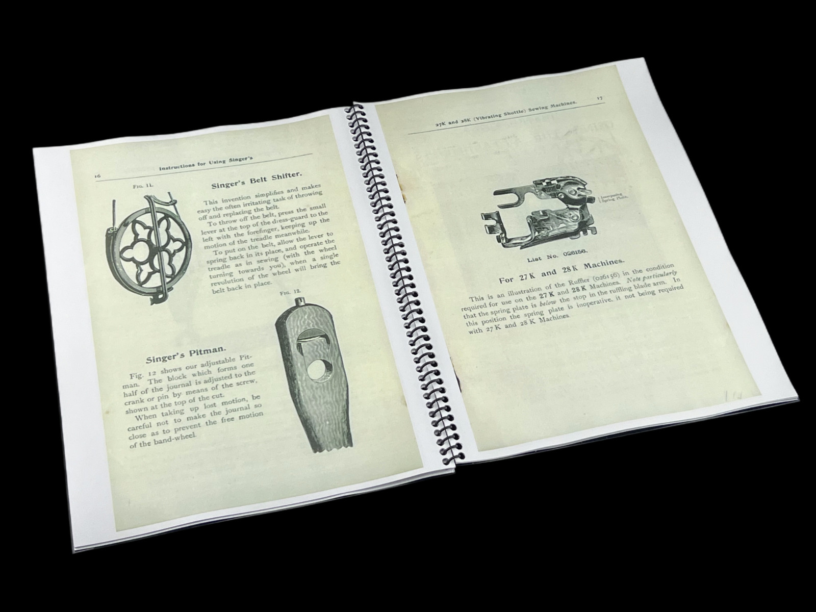 Singer 27K 28K Instruction Manual User Guide: Coil Bound 36 Pages