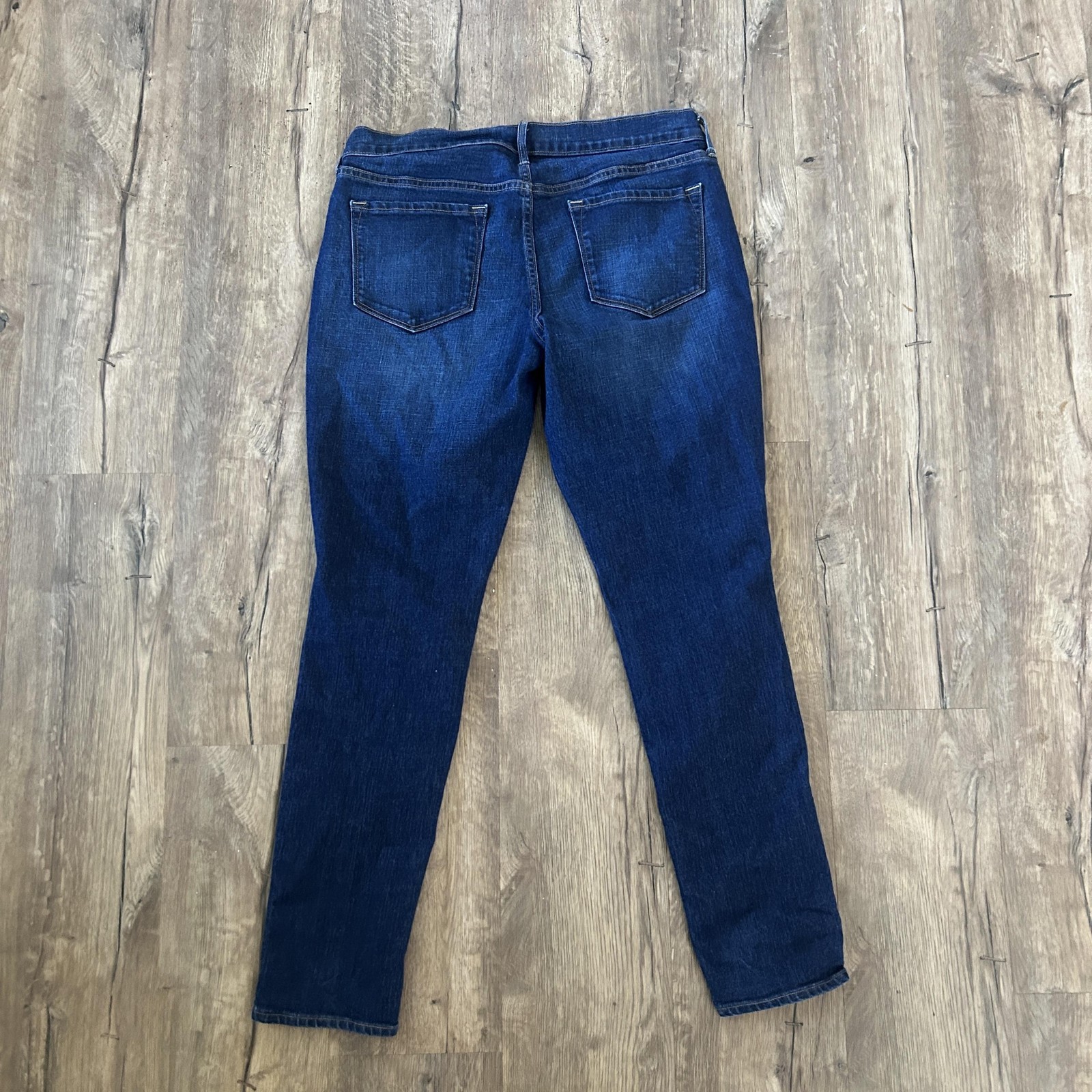 Old Navy Original Straight Jeans Womens 12 Blue Dark Wash Mid Rise Stretch