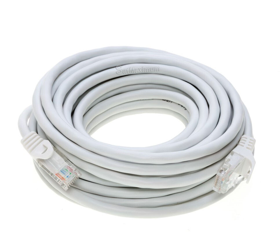 CAT5 Ethernet Patch Cable RJ-45 LAN Internet Cord White 25FT-200FT Multipack LOT