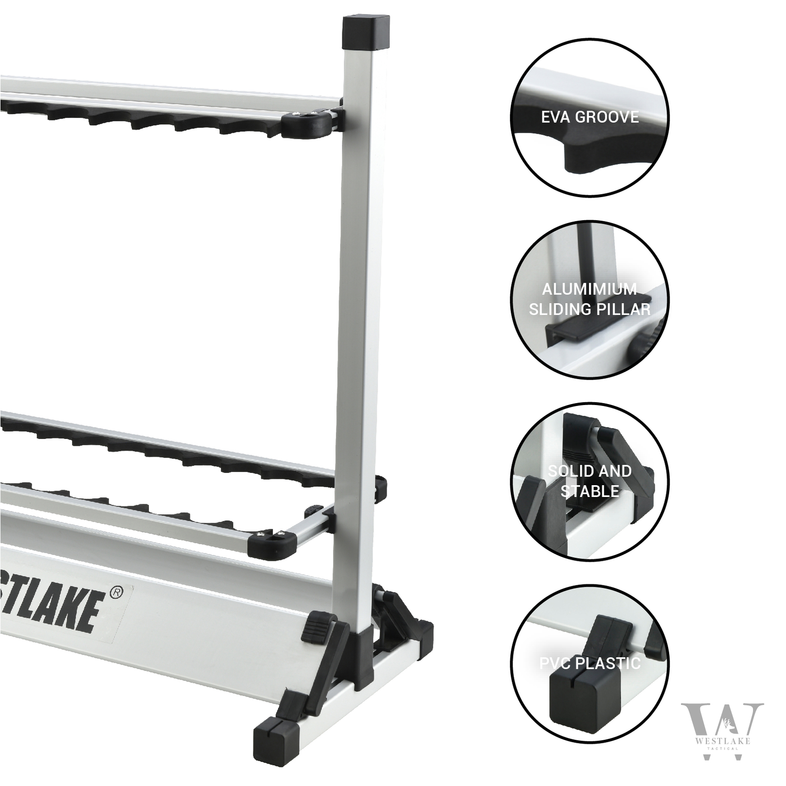 24 Rod Fishing Pole Holder Aluminum Alloy Stand Rack Storage Portable Tool US