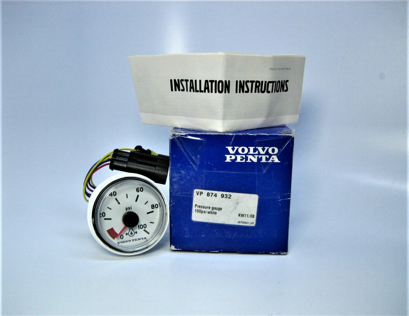 Volvo Penta 874932 *OEM* ~NEW~ Marine 2.25" White 0-100 PSI Oil Pressure Gauge