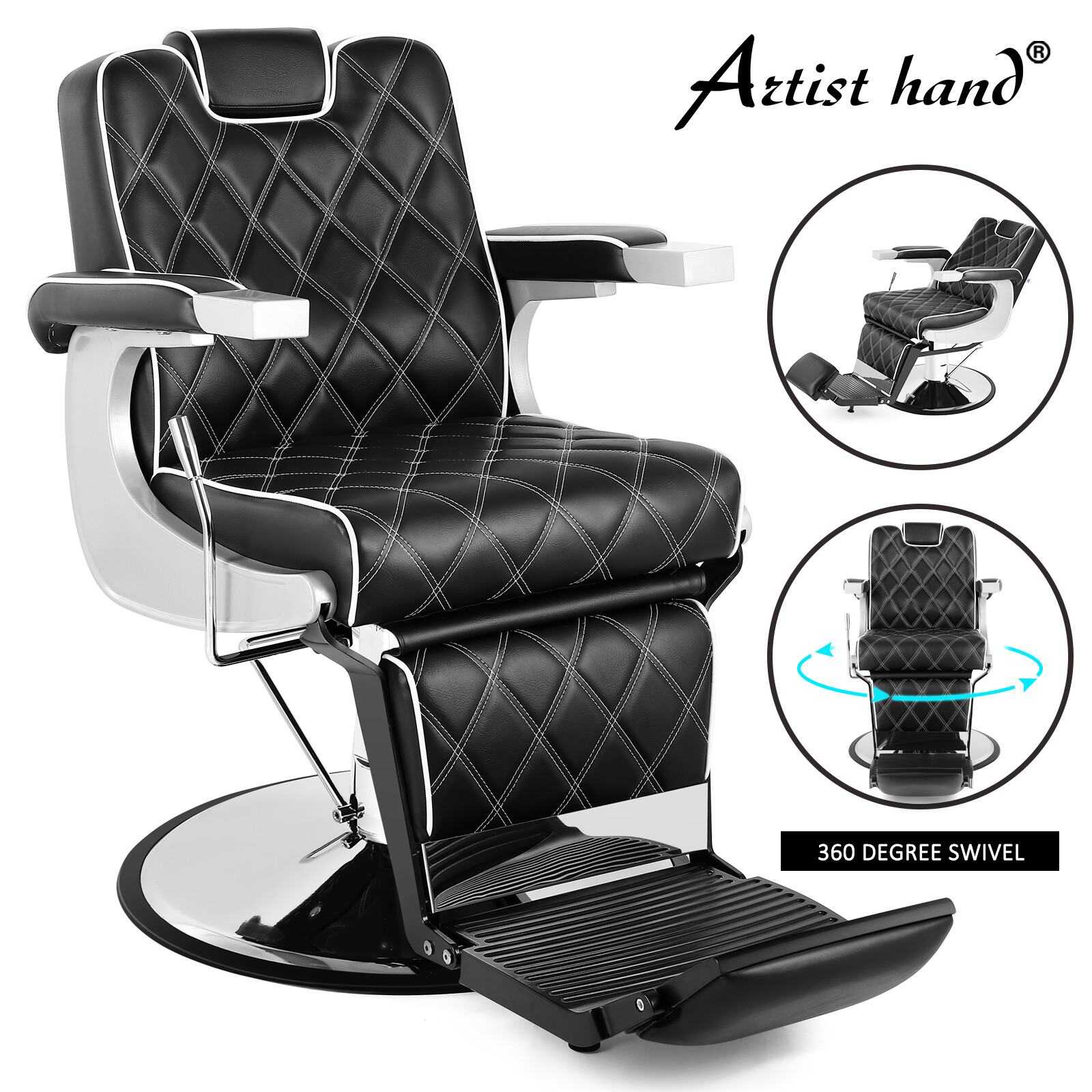 All Purpose Black Hydraulic Heavy Duty Barber Chair Recline Salon Beauty Styling