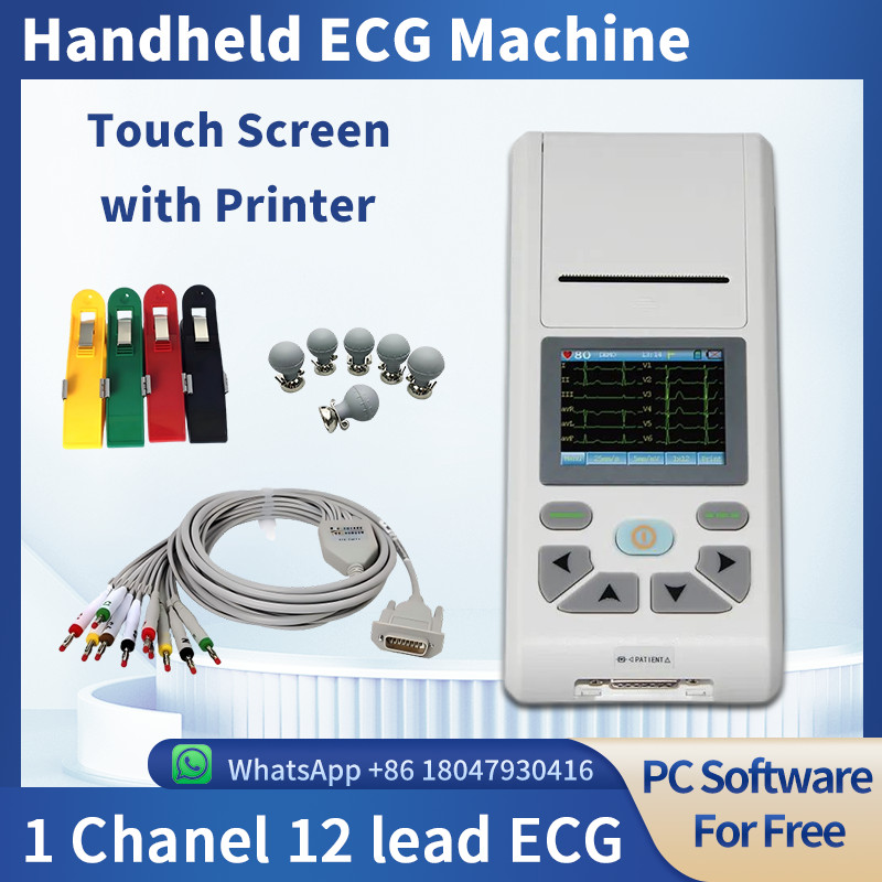 12-lead ECG/EKG Machine Electrocardiograph Touch Screen with Printer PC Software