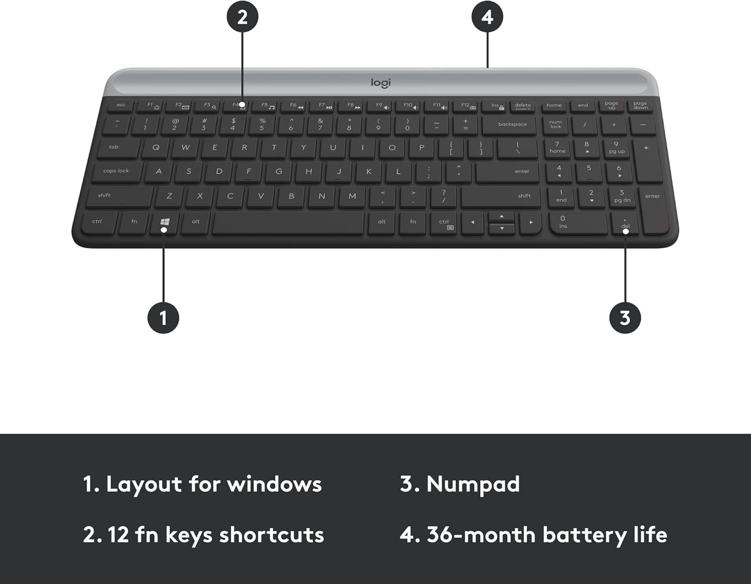 Logitech MK470 Slim Wireless Keyboard & Mouse Combo Graphite