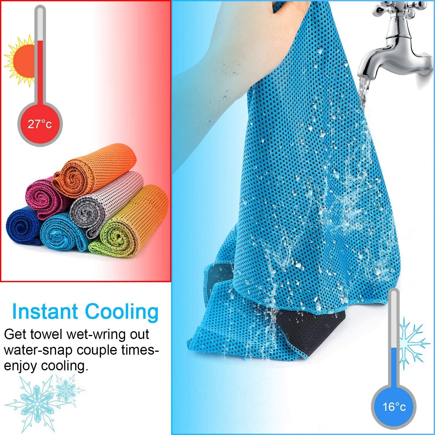 Instant Cooling Towel Ice Towel Neck Wrap For Sports Running Jogging Gym Chilly