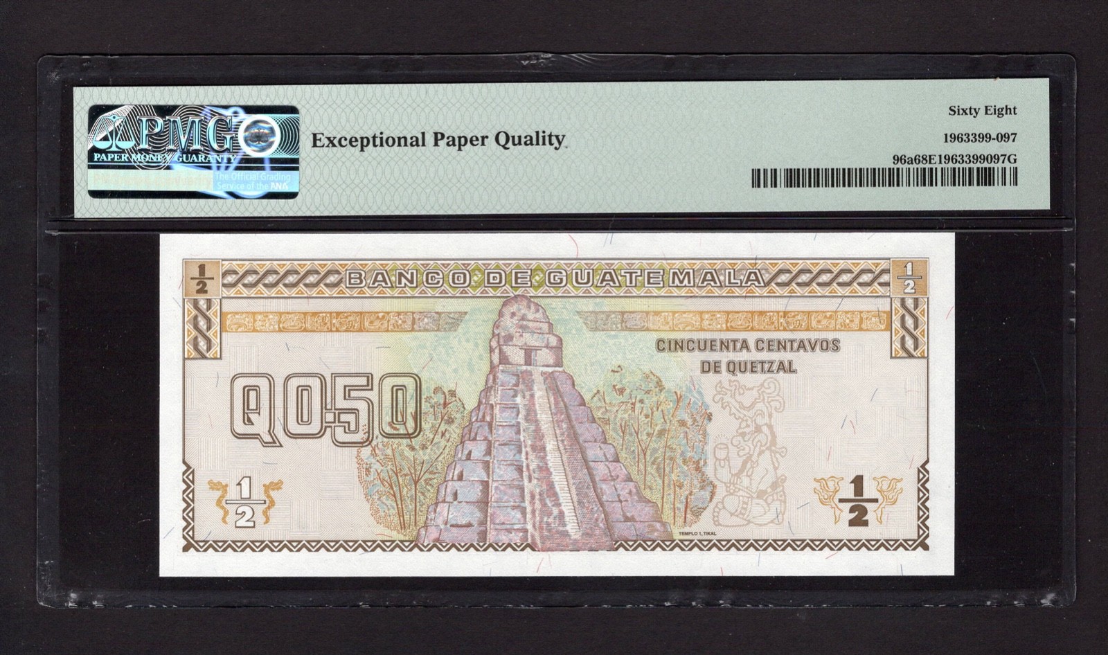 Guatemala 1/2 Quetzal 28-8-1996 P96a Uncirculated Grade 68 Top Pop