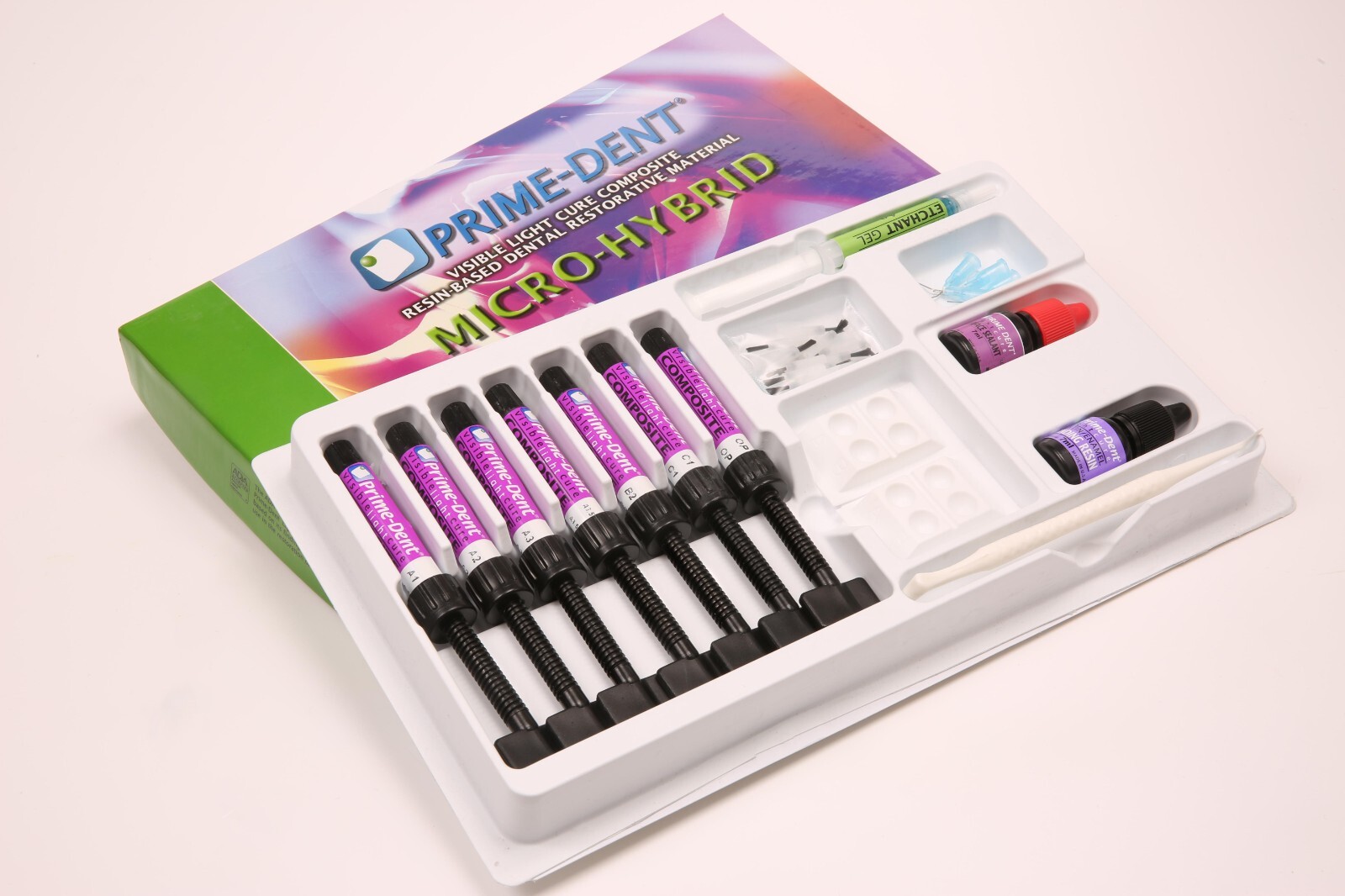 Prime-Dent VLC Light Cure Micro-Hybrid Dental Resin Composite 7 Syringe Kit