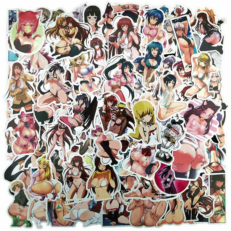 100 Sexy Anime Girl Stickers Pack Waifu Women Vinyl Cartoon Hentai Laptop Decals