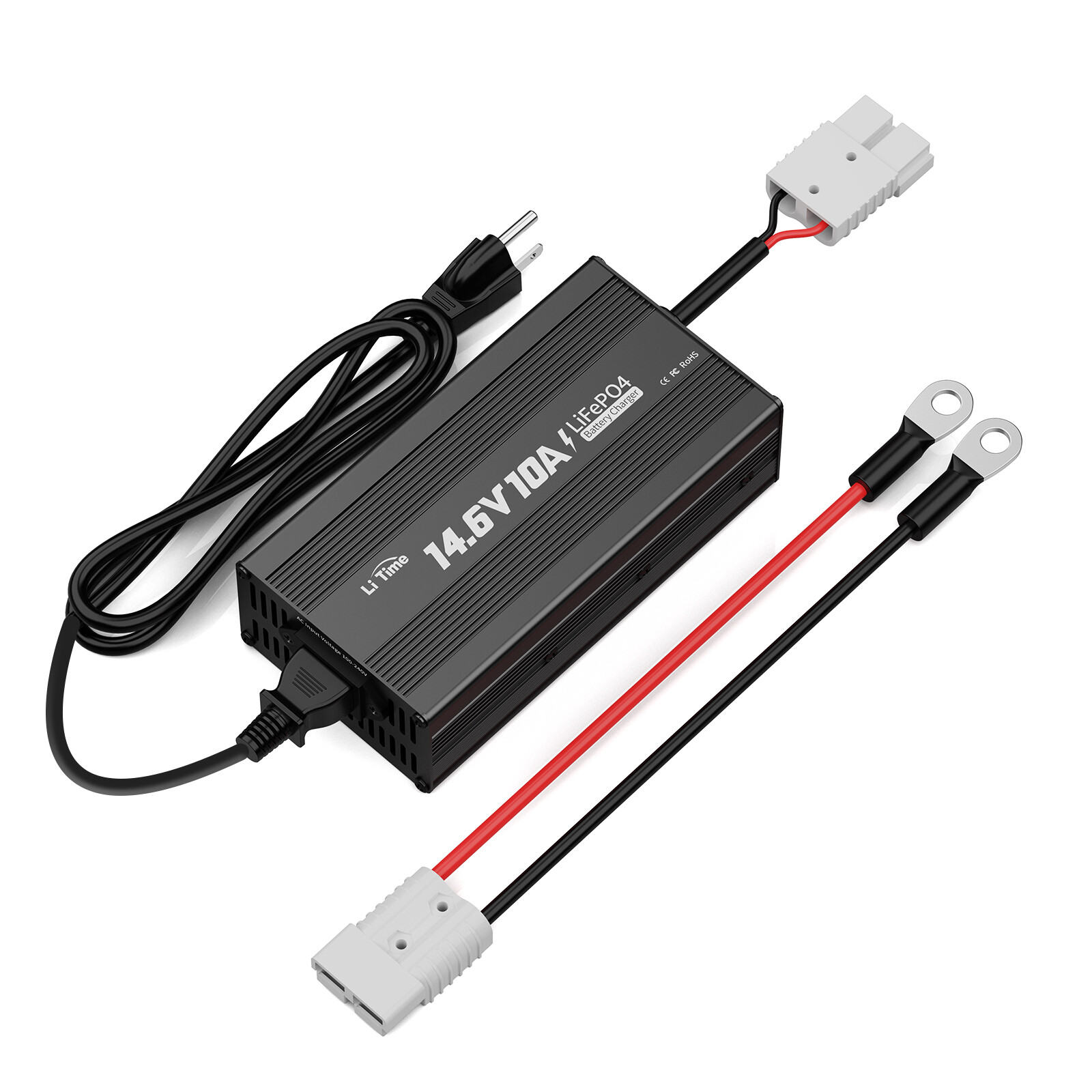 LiTime 12V 14.6V 10A AC-DC Lithium LiFePO4 Battery Smart Charger Fast Charging