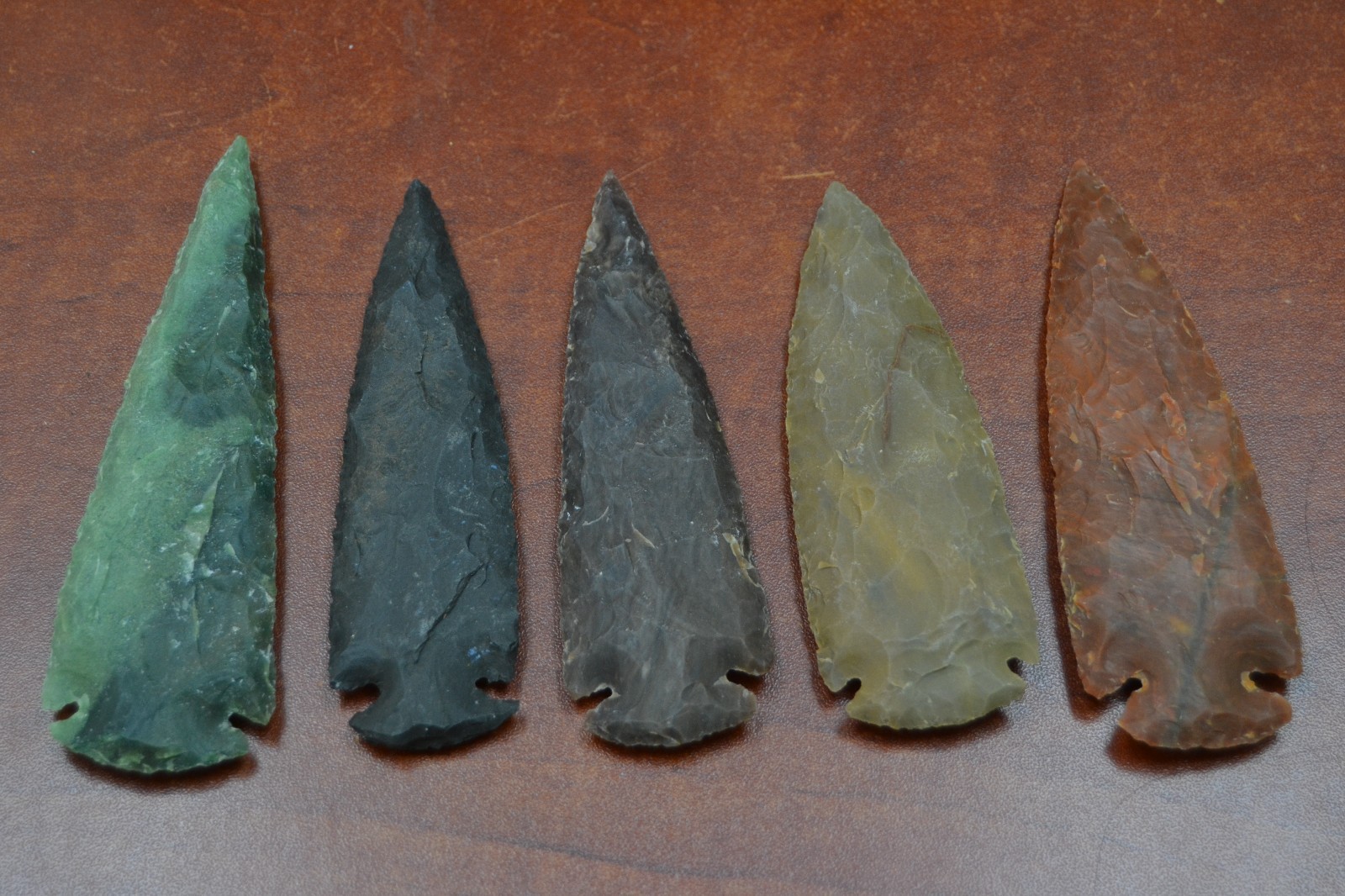 5 PCS ASSORT AGATE STONE SPEARHEAD ARROWHEAD POINT 4" - 4 1/2"