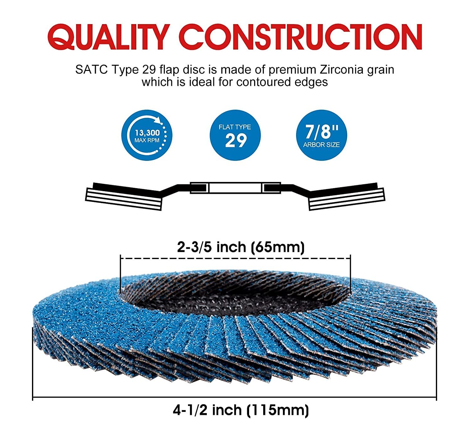 40 PACK 4-1/2" Zirconia Flap Disc 4.5 inch Grinding Wheels Angel Grinder 40 Grit