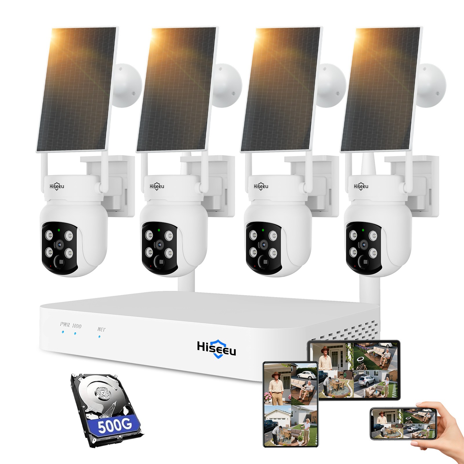Hiseeu 10CH 4MP Outdoor IP CCTV Security Camera System Kit Night Vision 500G HDD