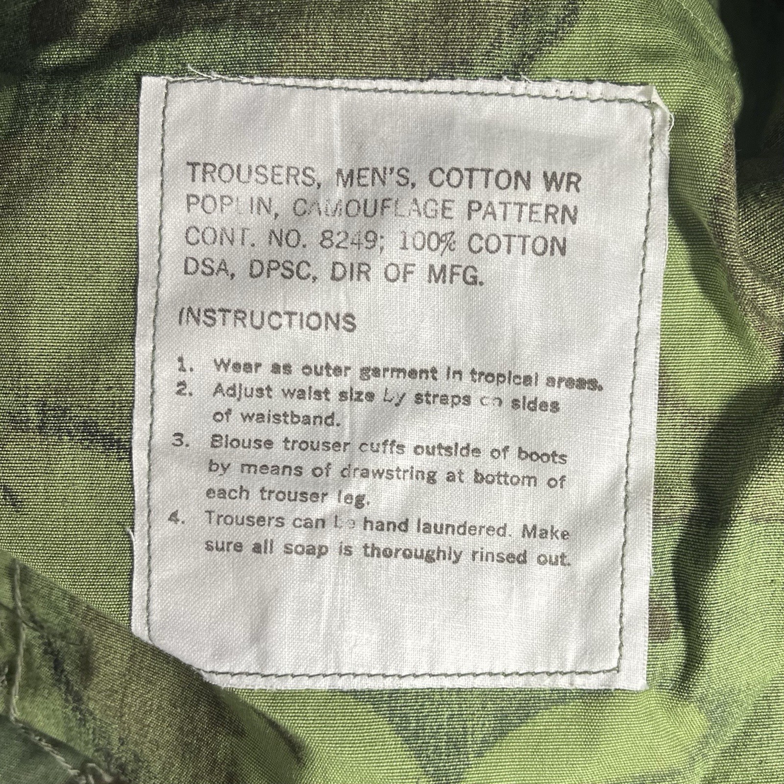 EXC Vintage Vietnam War Poplin Non Ripstop ERDL Jungle Pants 1967 Medium